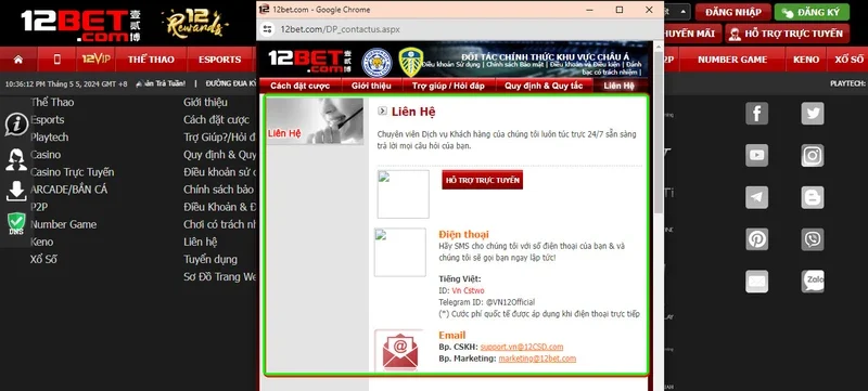 Top  cách Liên hệ 12bet trong vòng 30 giây